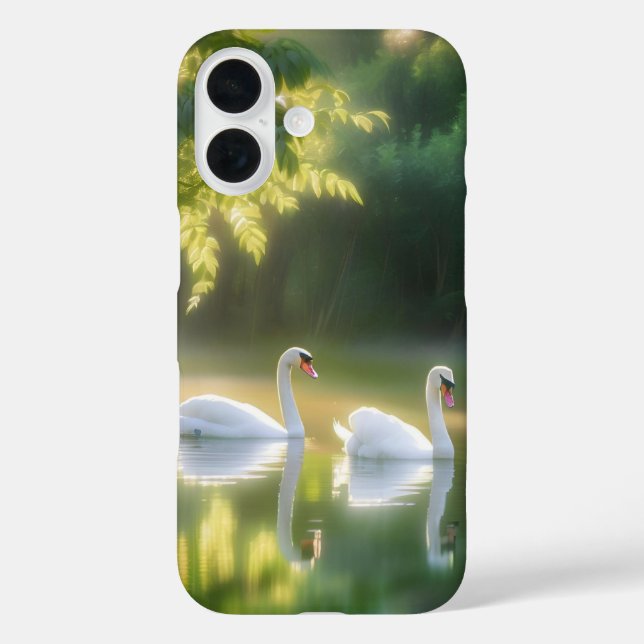 Mystical Swans Gracefully Gliding On Summer Pond Case-Mate iPhone Case (Back)