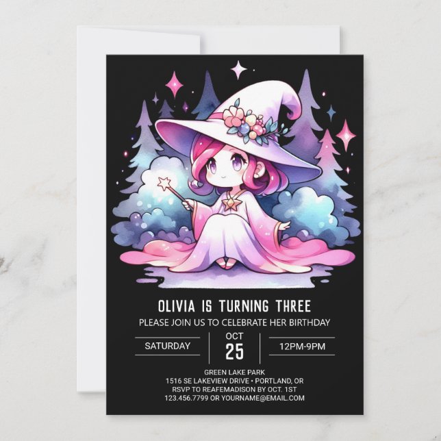 Mystical Sweet Wizard Birthday Invitation (Front)