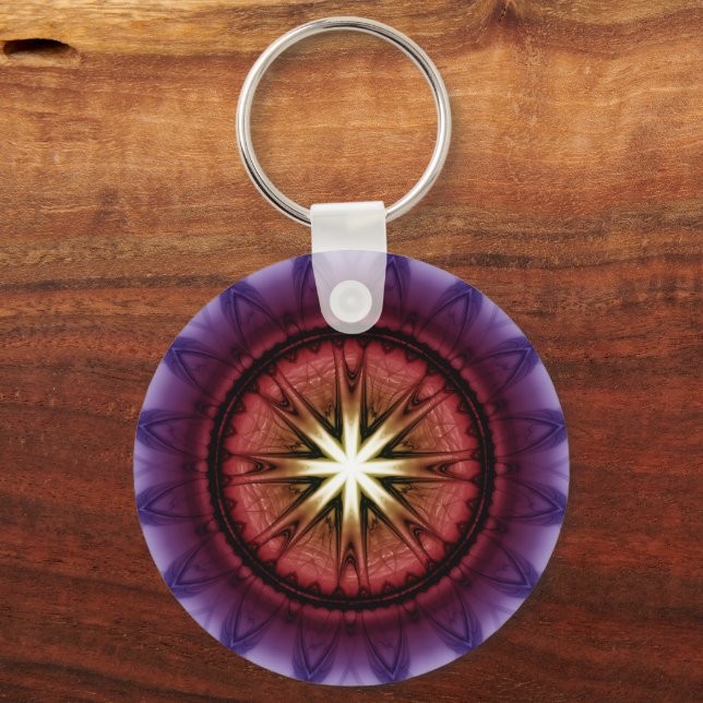 Mystical symbolic fractal ornament key ring (Front)
