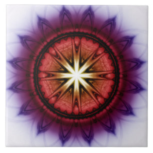 Mystical symbolic fractal pattern ceramic tile