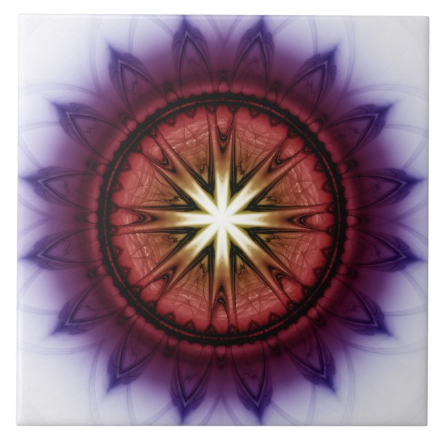 Mystical symbolic fractal pattern ceramic tile (Front)