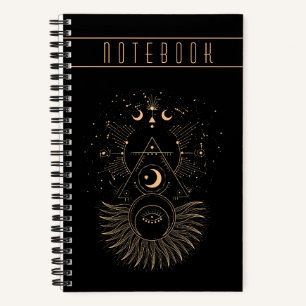 Mystical Symbols Moon Stars Spiral Notebook