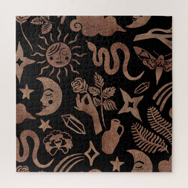 Mystical symbols: snake, sun, moon. jigsaw puzzle (Vertical)