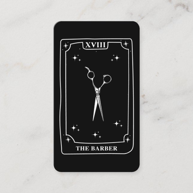 Mystical Tarot Card Black White Scissors Barber (Front)