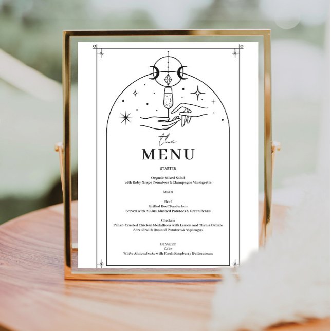 Mystical Tarot Card Menu Sign (Mystical Tarot Card Bachelorette Party Menu Sign)