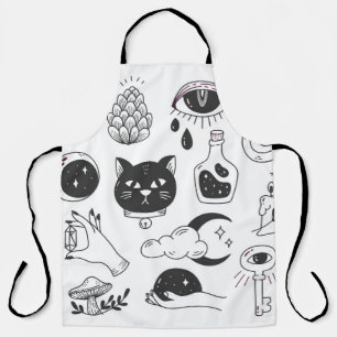 Mystical Tattoo: Hand-Drawn Vintage Badge Apron