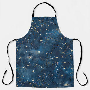 Mystical Teal Gold Cosmic Stars Nebula Apron