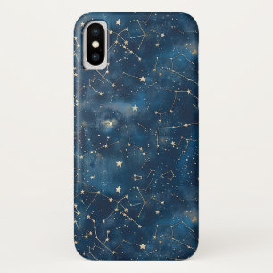 Mystical Teal Gold Cosmic Stars Nebula iPhone X Case
