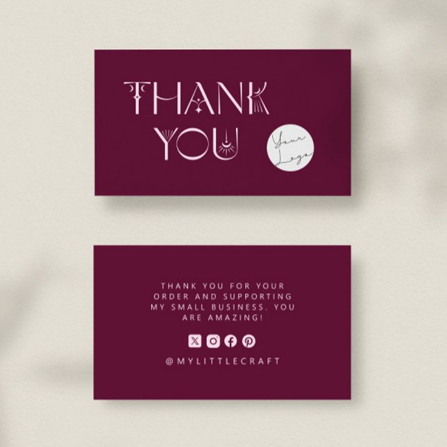 Mystical Thank You For Shopping Small Cranberry Business Card (Creator Uploaded)