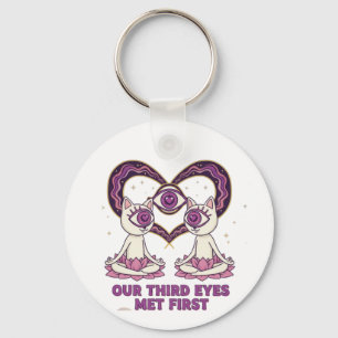 Mystical Third eye cats personalised spiritual Key Ring