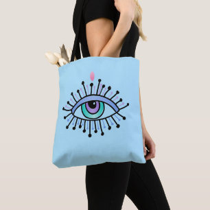 Mystical Third Eye Spiritual Yoga Reversable Colou Tote Bag