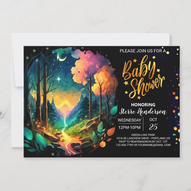 Mystical Timber Grove Magic Baby Shower Invitation (Front)