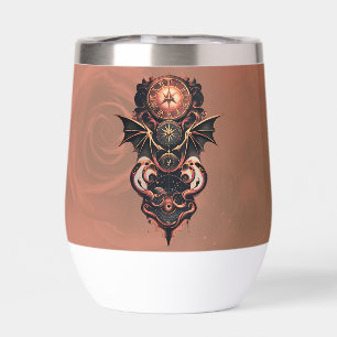 Mystical time travel with wings, steampunk watch.
