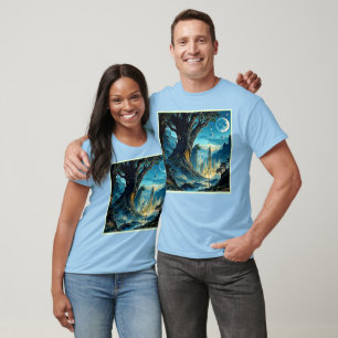 Mystical Tree City Dreamscape T-Shirt
