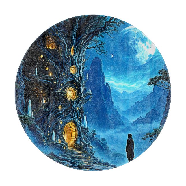 Mystical Tree Home Dreamscape Cutting Board (Front)