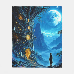 Mystical Tree Home Dreamscape Fleece Blanket
