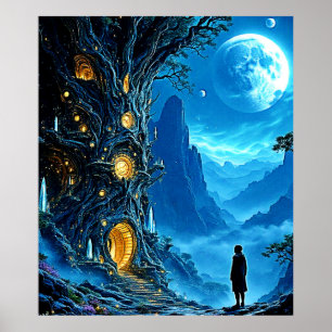 Mystical Tree Home Dreamscape Poster
