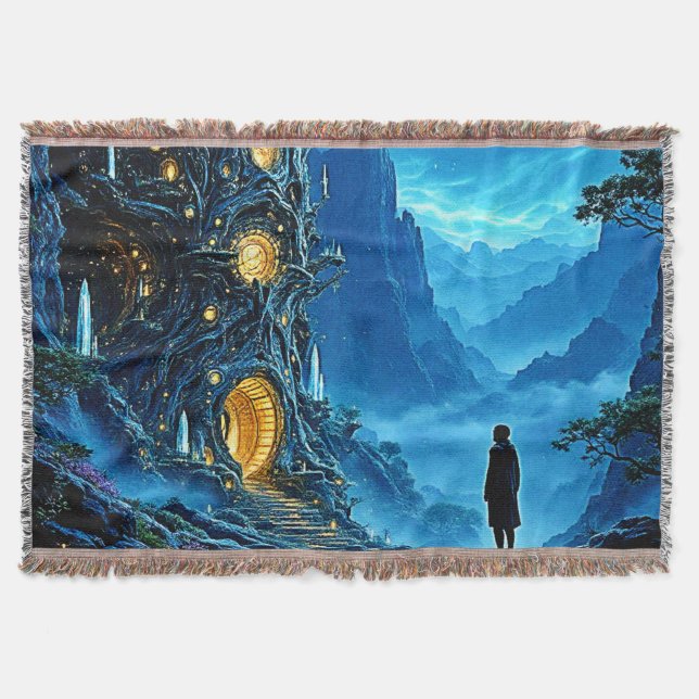 Mystical Tree Home Dreamscape Throw Blanket (Front)