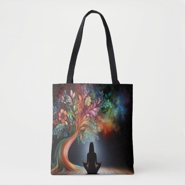 Mystical Tree & Meditation: Serenity & Harmony Tote Bag (Front)