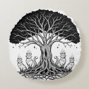 mystical tree of life round cushion