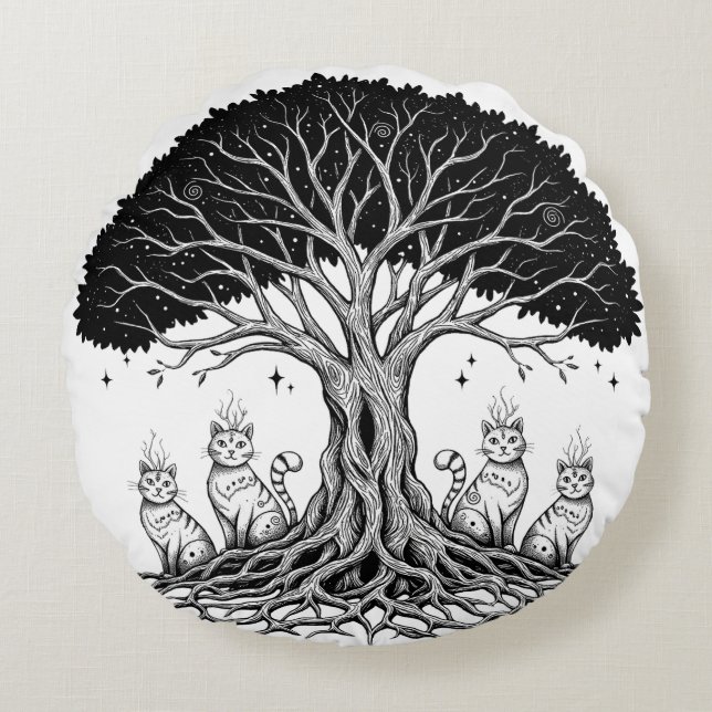 mystical tree of life  round cushion (Front)