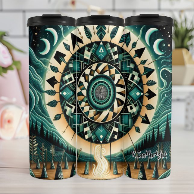 Mystical Tribal Sun Moon Mandala Thermal Tumbler (Creator Uploaded)