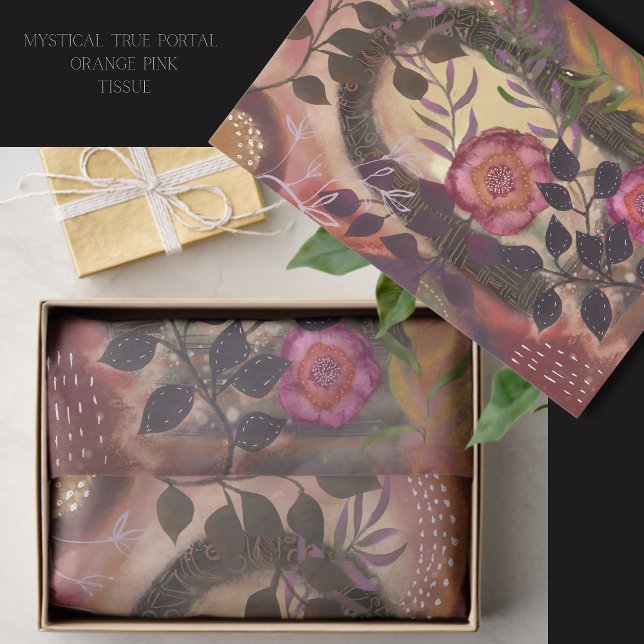 Mystical True Portal Floral Archway Orange Pink Tissue Paper (Mystical True Portal Floral Archway Orange Pink Tissue Paper)