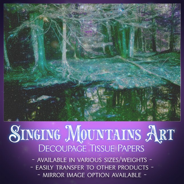 Mystical Twilight Forest Reflection Pond Decoupage Tissue Paper (Creator Uploaded)