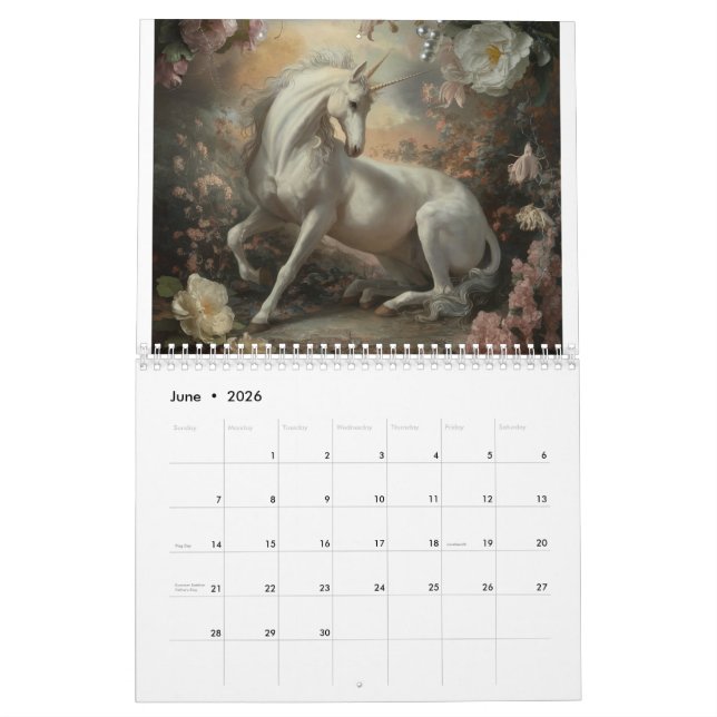 Mystical Unicorn Calendar (Jun 2026)