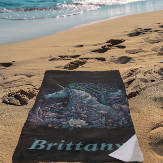 Mystical Unicorn - Personalised Fantasy Forest Beach Towel (Creator Uploaded)