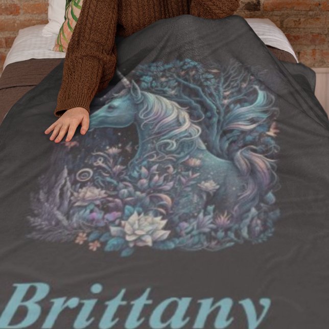 Mystical Unicorn - Personalised Fantasy Forest Fleece Blanket (Creator Uploaded)