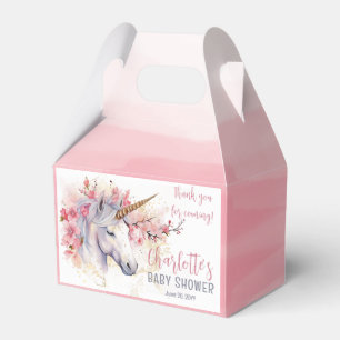 Mystical Unicorn   Pink Floral Girl Baby Shower Favour Box