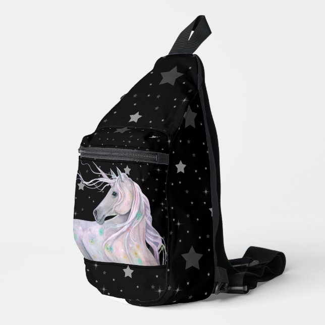 Mystical Unicorn Starry Sky Sling Bag (Right Corner)