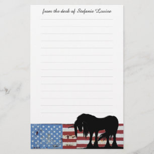 Mystical Unicorn w/lines (am. flag) Stationery