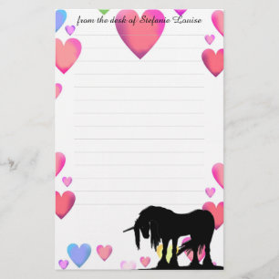 Mystical Unicorn w/lines (colourful hearts) Stationery