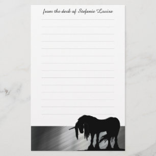 Mystical Unicorn w/lines (metallic silver) Stationery