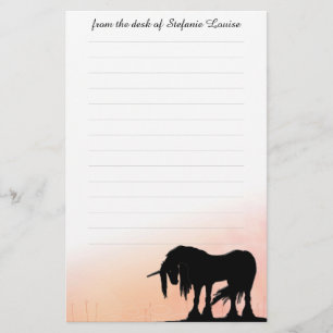 Mystical Unicorn w/lines (peach circle) Stationery