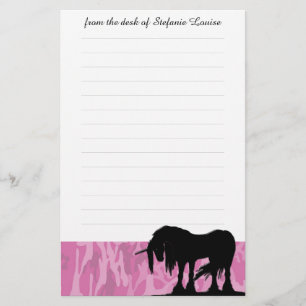 Mystical Unicorn w/lines (pink camo) Stationery