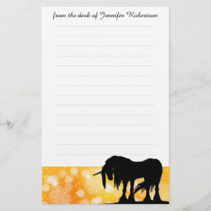 Mystical Unicorn w/lines (yellow stars) Stationery
