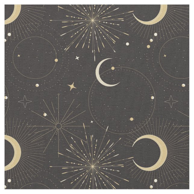  Mystical universe sun moon Fabric (Close Up)