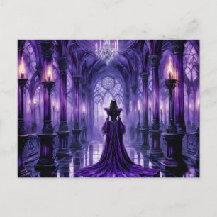 Mystical Vampire Queen in Gothic Castle Hall Postcard