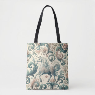 Mystical Victorian Unicorns: Enchanted Floral Tote Bag