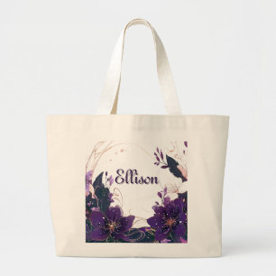 Mystical Violet Bloom Large Tote Bag