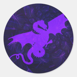 Mystical Violet Dragon Art Classic Round Sticker