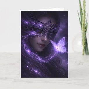 Mystical Violet Masquerade Butterfly Fantasy Card