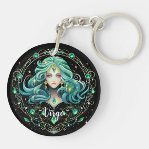 Mystical Virgo Zodiac Artwork Key Ring