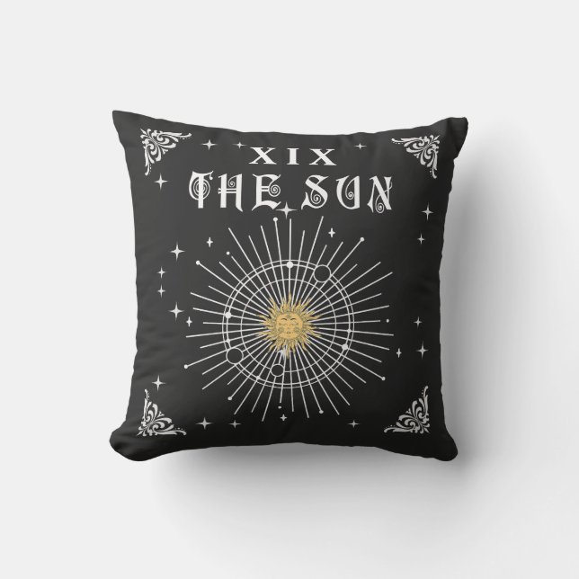 Mystical W Fortune Tarot The Sun Halloween Gothic Cushion (Front)