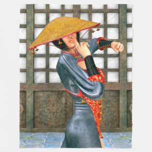 Mystical Warrior Princess Eastern Fantasy Style Fleece Blanket