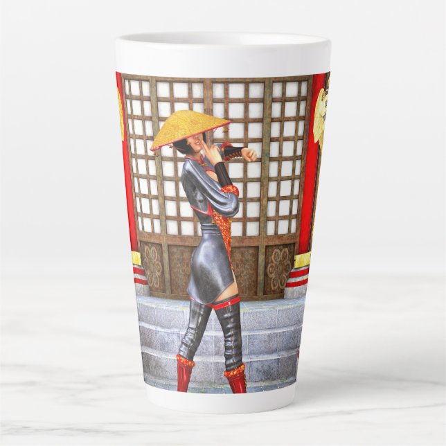 Mystical Warrior Princess Eastern Fantasy Style Latte Mug (Front)
