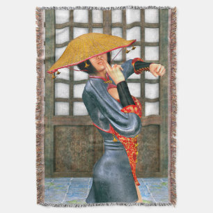 Mystical Warrior Princess Eastern Fantasy Style Throw Blanket
